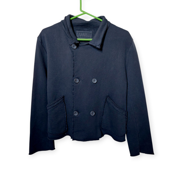 Frank & Eileen Mini Belfast Cropped Sweatshirt Triple Fleece Jacket Black Size M - Picture 4 of 8